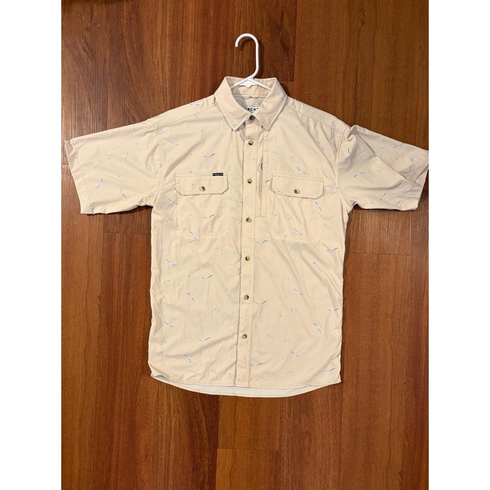 Poncho Outdoors Shirt Mens S Regular Fit Seagull Fishing Magnetic Pocket